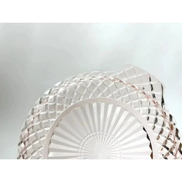 Pink Depression Glass Waffle Handled Jeannette Diamond Vintage Plate - Picture 5 of 10